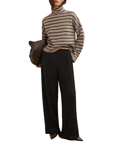 Reiss Women's Stripe Roll-Neck Jumper with Wool