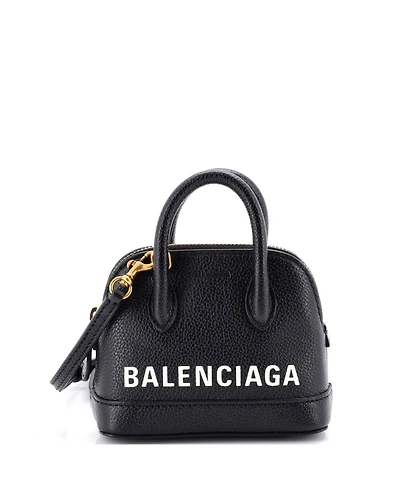 Pre-Owned Balenciaga Nano Logo Ville Bag Leather