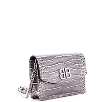 Pre-Owned Balenciaga Small Bb Chain Round Shoulder Bag Embossed Leather