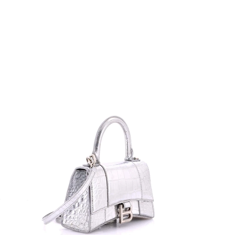 Pre-Owned Balenciaga Xs Hourglass Top Handle Bag Embossed Leather