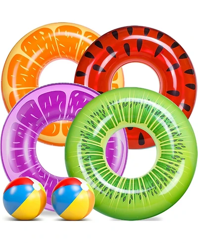 Gnuadz 6 Pack Pool Floats Swim Tubes Rings Balls Fruit