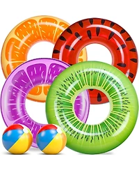 Gnuadz 6 Pack Pool Floats Swim Tubes Rings Balls Fruit