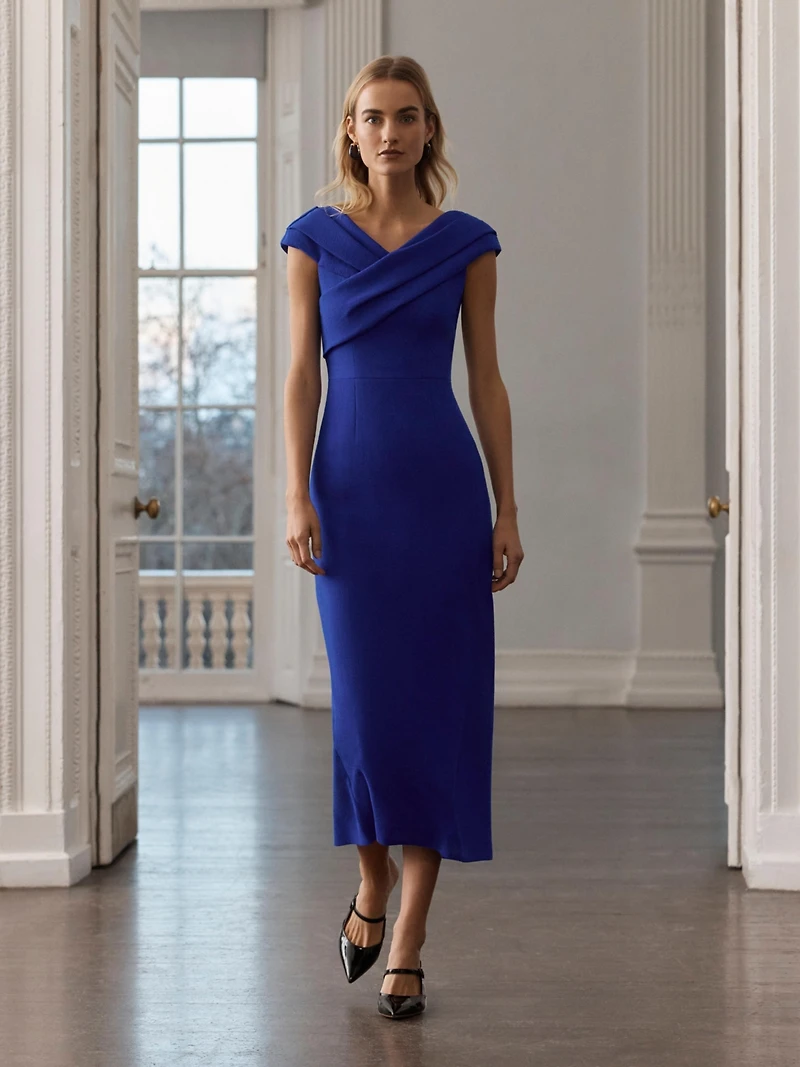The Fold Women's Bodycon Short Sleeve V-Neck Midi Dress