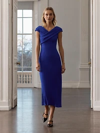 The Fold Women's Bodycon Short Sleeve V-Neck Midi Dress