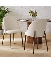 Maison Boucle Modern Fabric Dining Side Chairs Set of 2, Walnut Metal Legs, Armless