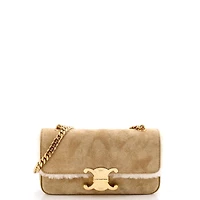 Pre-Owned Celine Small Triomphe Chain Shoulder Bag Suede with Shearling