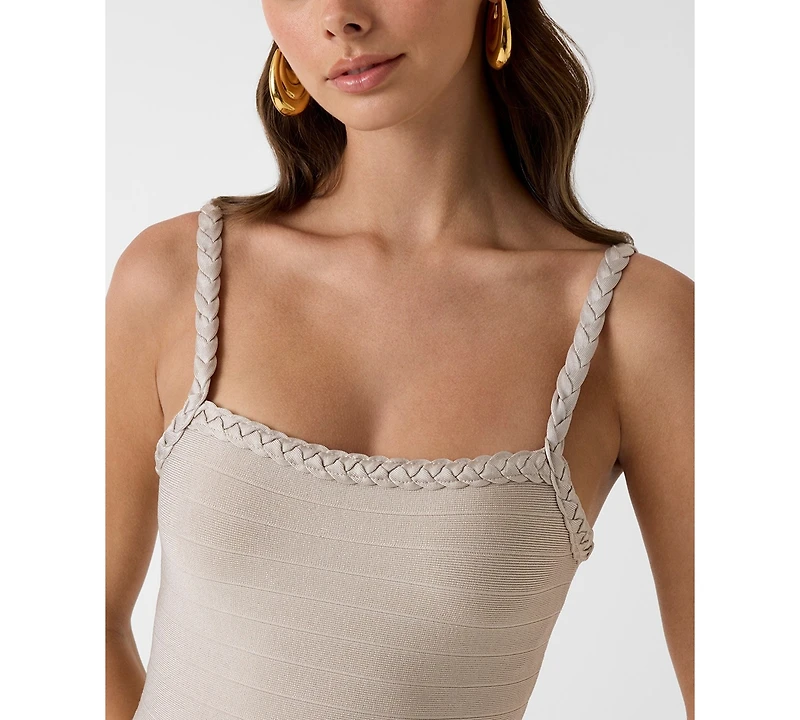Guess Women's Sleeveless Square Neck Braided Bandage Dress