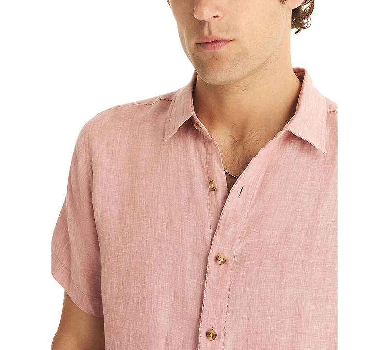 Nautica Men's Classic-Fit Solid Linen Short-Sleeve Shirt