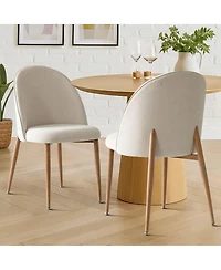Maison Boucle Fabric Upholstered Dining Chairs Set of 2, Armless Modern Side Chairs