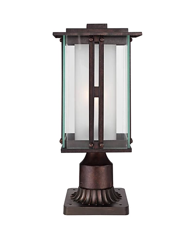 Franklin Iron Works Rustic Industrial Outdoor Post Light with Pier Mount Metal 15 Clear Frosted Glass for Exterior Deck House Porch Yard