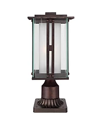 Franklin Iron Works Rustic Industrial Outdoor Post Light with Pier Mount Metal 15 Clear Frosted Glass for Exterior Deck House Porch Yard