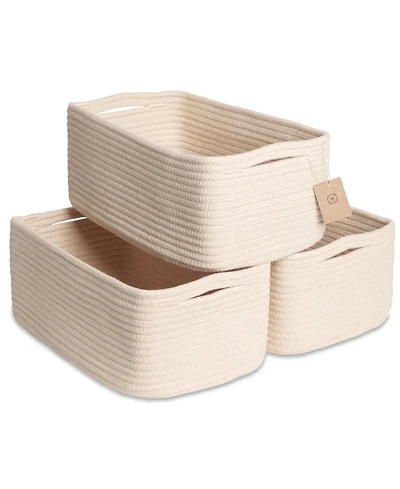Gnuadz 3PC Cotton Rope Storage Baskets Shelves Organizer