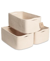 Gnuadz 3PC Cotton Rope Storage Baskets Shelves Organizer