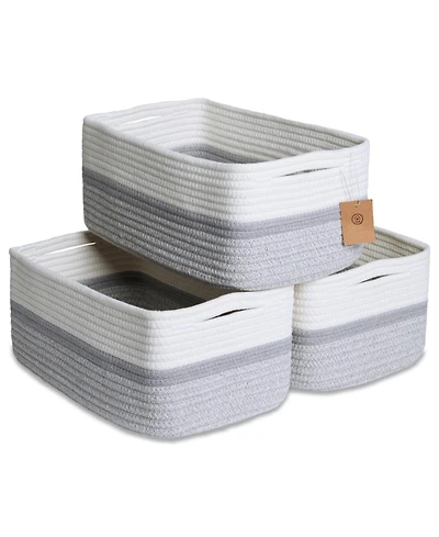 Gnuadz 3PC Cotton Rope Storage Baskets Shelves Organizer