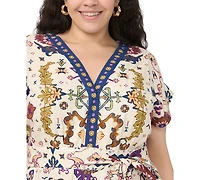 Vince Camuto Plus Size V-Neck Short-Sleeve Midi Dress