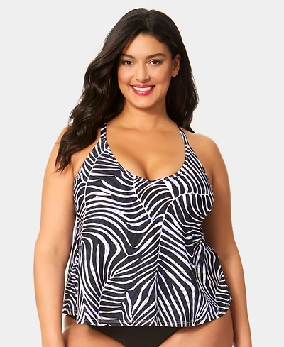 Anne Cole Plus Printed Easy Tri Tankini Top