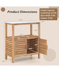 Gouun Acacia Wood Outdoor Potting Bench with Louvered Storage Cabinet, 31 in