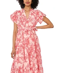 Vince Camuto Women's V-Neck Printed Midi Dress