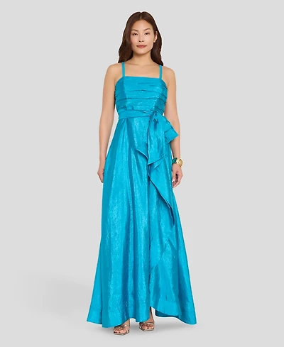 Tahari Asl Women's Pleated Bodice Square Neck Ball Gown