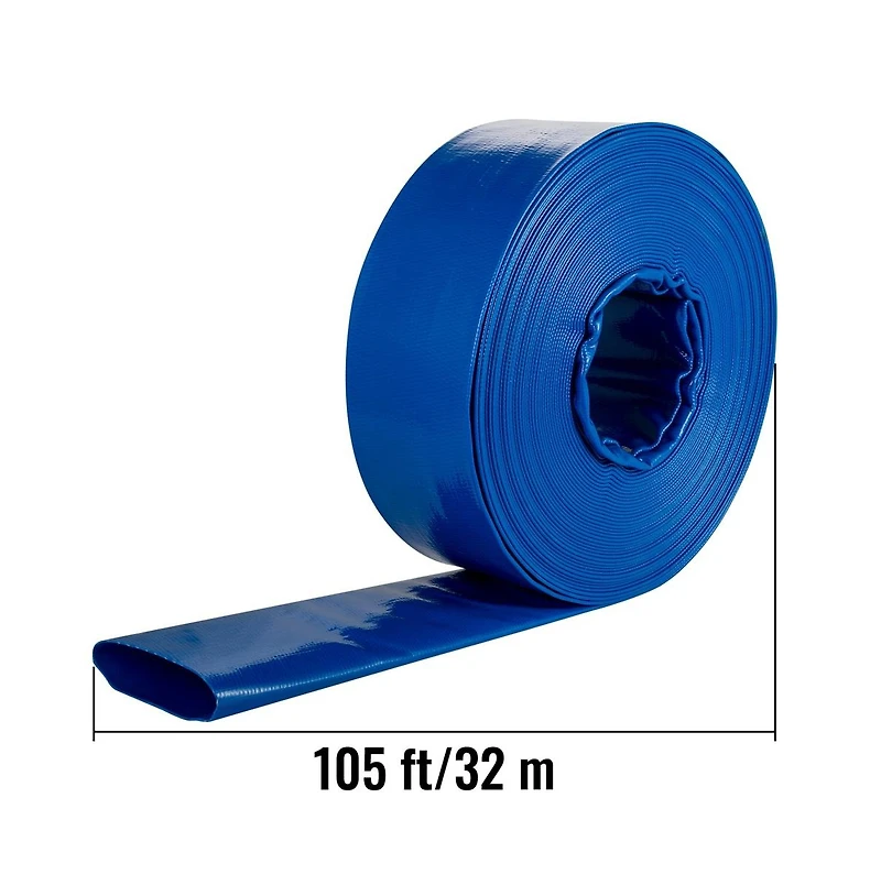 Sugift 4 inches x 105 feet Pvc Lay Flat Discharge Hose Heavy Duty Backwash Hose