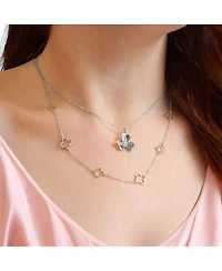 The Lovery Clover Petal Cz Necklace Sterling Silver
