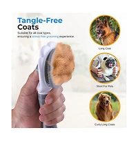 SereneLife Self-Cleaning Slicker Brush - Skin-Friendly Grooming Brush with Massage Particles and Release Button