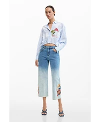 Desigual Women's Embroidered culotte jeans