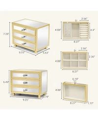 Yigii 3 Layer Large Capacity Jewelry Storage Box with Crystal Handle