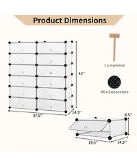 Gouun Plastic Modular Cube Shoe Rack Organizer with Transparent Doors