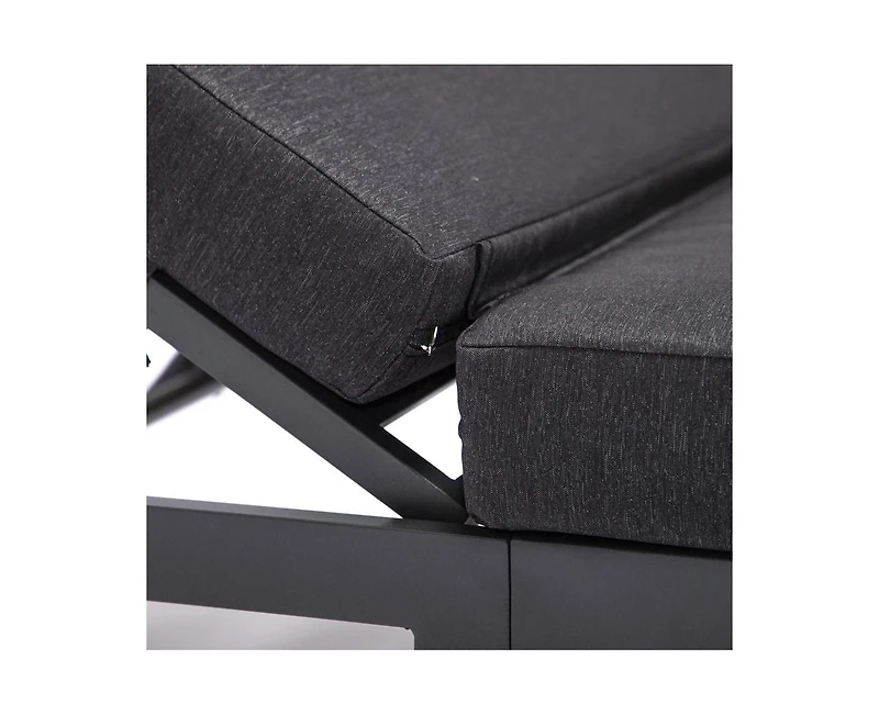 LeisureMod Chelsea Patio Chaise Lounge Chair Black Aluminum 4-Position Adjustable Reclining Outdoor Sun Lounger for Pool Rust-Proof Frame