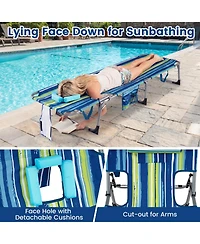 Gymax 2PCS Tanning ChairPortable Chaise Lounge Chair w/4-Position Adjustable Backrest