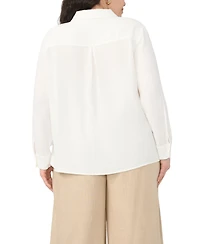 Vince Camuto Plus Button-Down Flower Applique Blouse