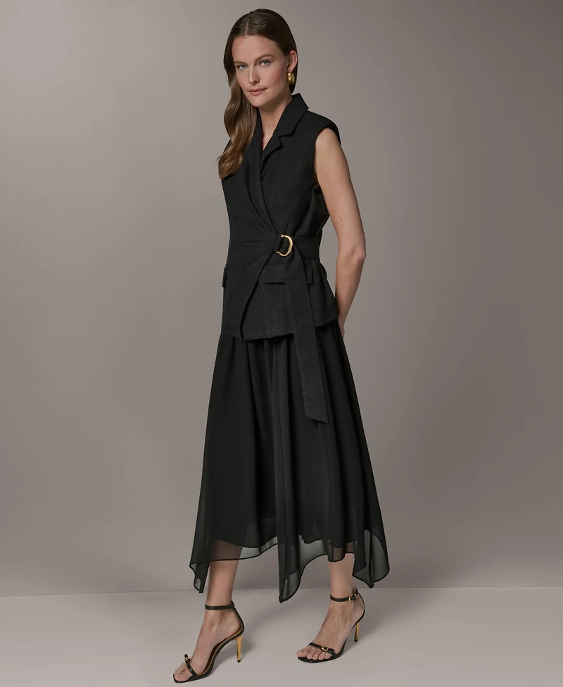 Donna Karan New York Women's Collared Sleeveless Fit & Flare Dress