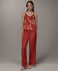 Donna Karan New York Women's Printed V-Neck Lace Trim Camisole
