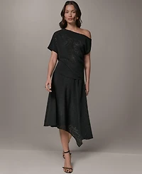 Donna Karan New York Women's Asymmetric Neck Laser Cut Top