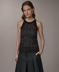 Donna Karan New York Women's Halter Crewneck Hotfix Sweater