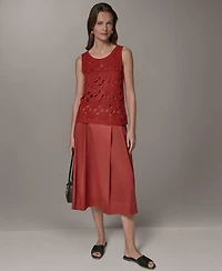 Donna Karan New York Women's Crewneck Crochet Shell Sweater