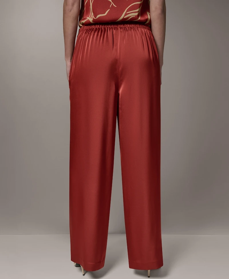 Donna Karan New York Women's Wide-Leg Mid-Rise Full Pants