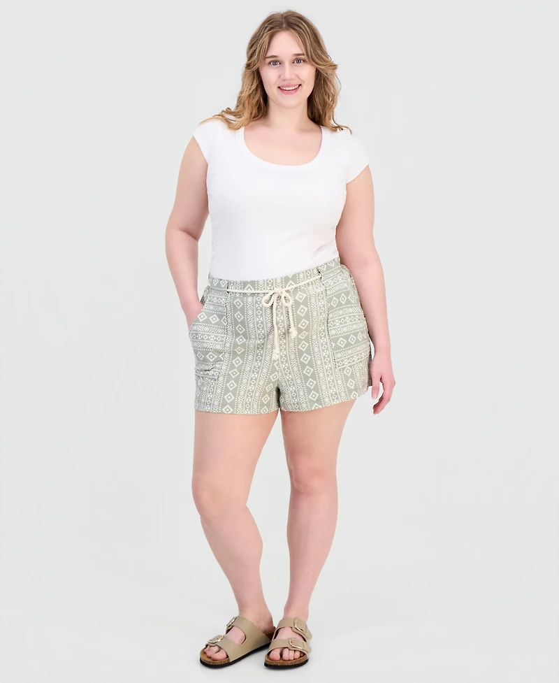 Derek Heart Trendy Plus Striped Rope-Belt Shorts
