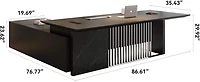 logicfox 86inch Large L Shaped Executive Desk with Universal Charging Ports and Cable Management