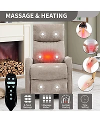 Boyel Living Heat Massage Manual Recliner Chair with Rocker Swivel in Fabric for Living Room