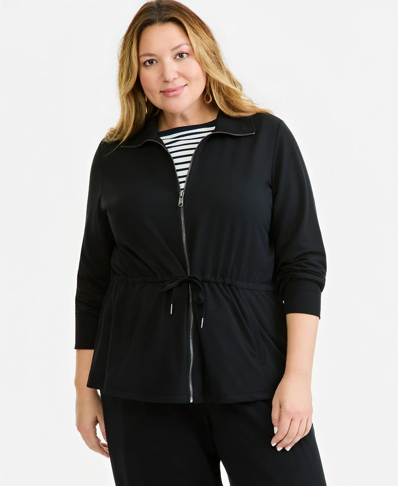 Style & Co Plus Lux Ft Snap Completer French-Terry Jacket, Macy's Exclusive