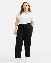 Style & Co Plus LuxLounge French Terry Wide-Leg Drawstring Pants, Macy's Exclusive