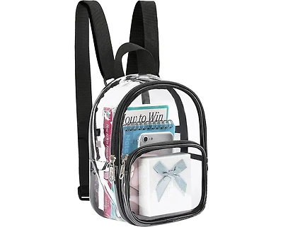 Clear Mini Backpack Stadium Approved, With Reinforced Straps & Front Pocket - Perfect for School, Security Sporting