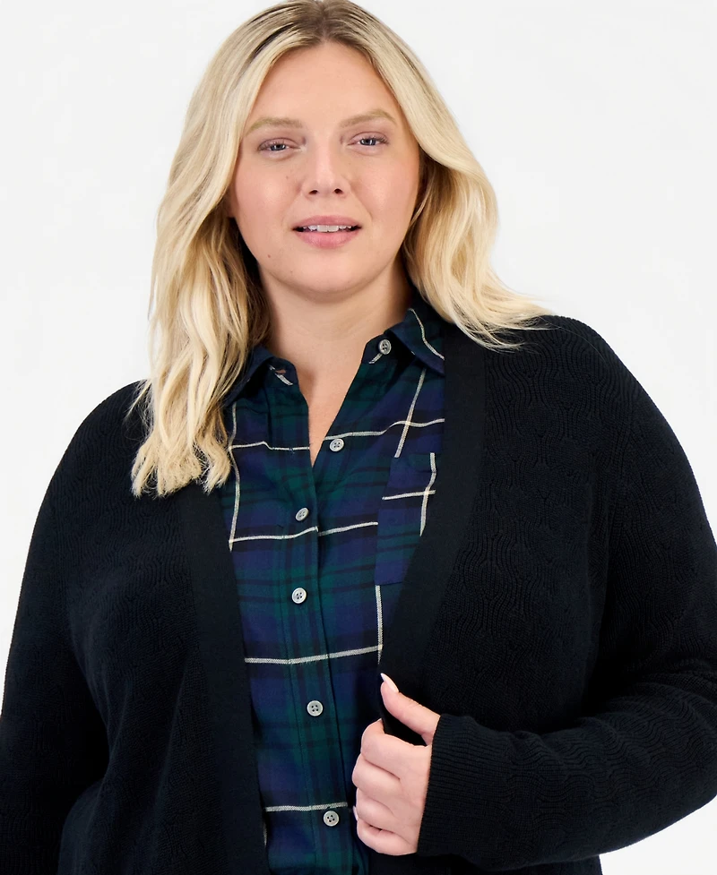 Style & Co Plus Textured Open-Front Cardigan, Macy's Exclusive