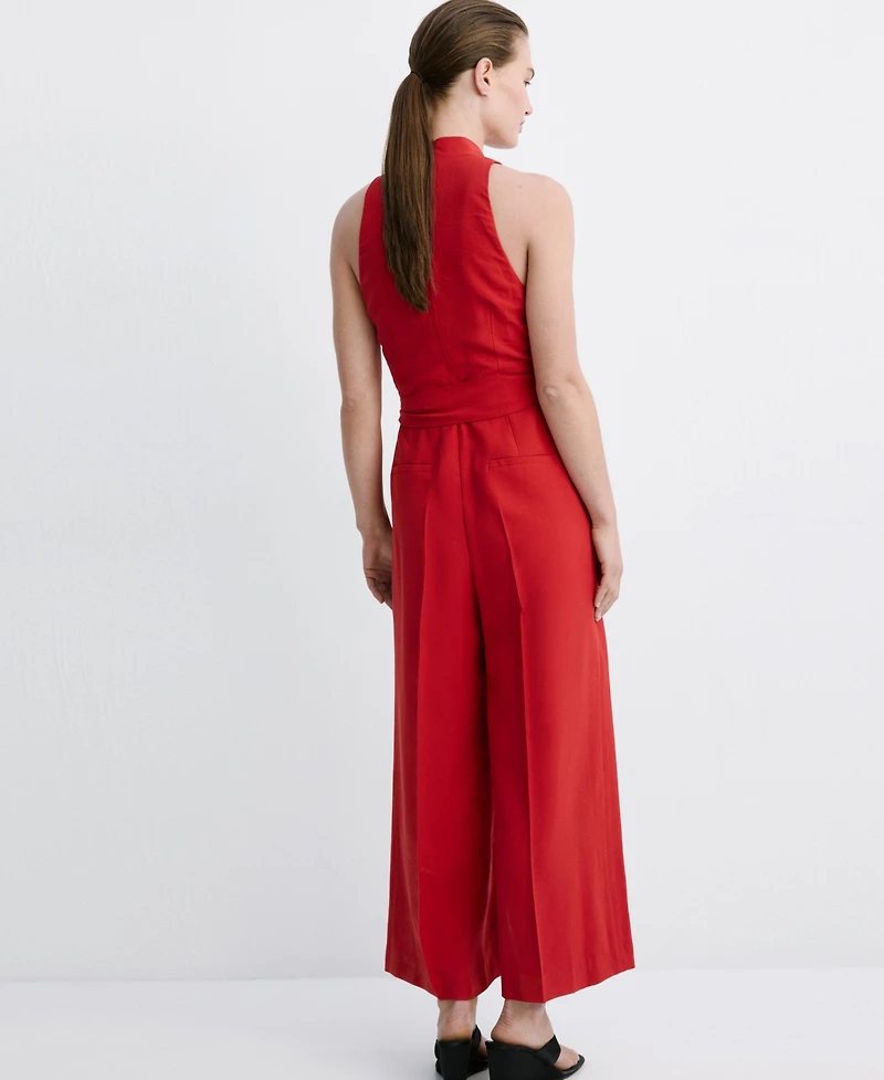 Mango Women's Belt Long Jumpsuit