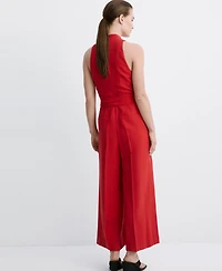 Mango Women's Belt Long Jumpsuit