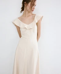 Mango Women's Ruffled Linen Dress