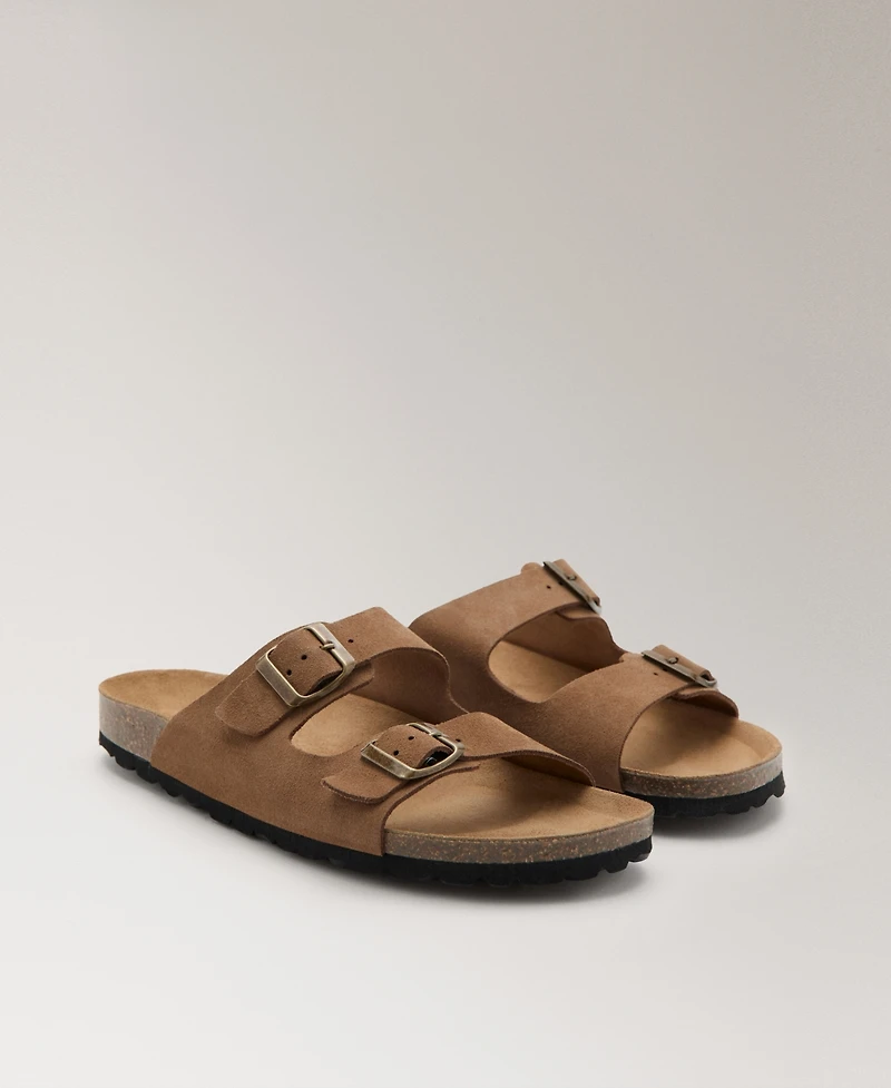 Mango Women's Double-Buckle Leather Sandals