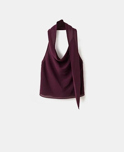 Mango Women's Draped-Neck Scarf Top